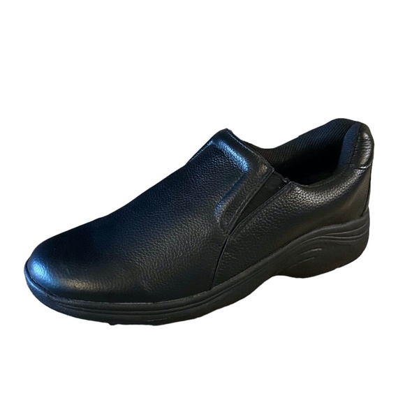 Safe T‎ Step Womens Slip On Comfort Black Leather Loafers Shoes Size 8 - Picture 1 of 9